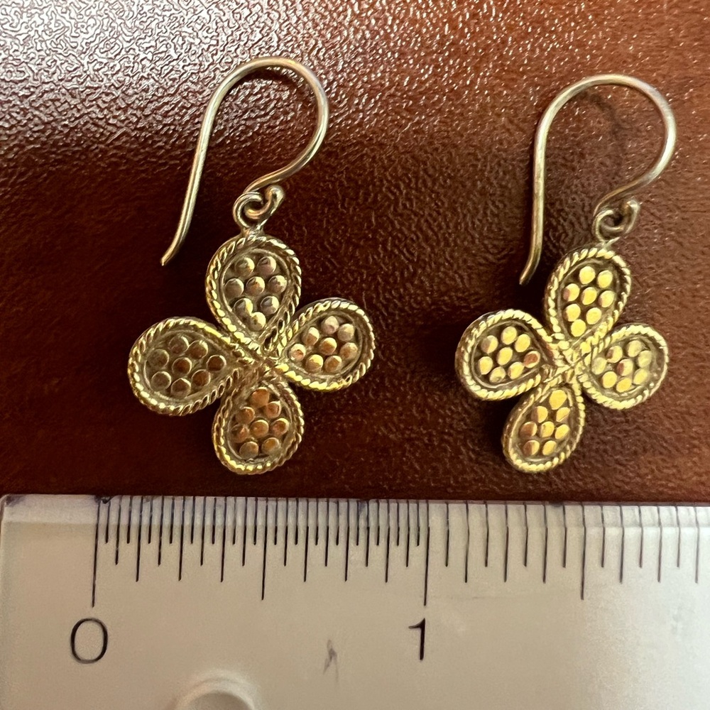 Anna Beck Two Tone Clover Dangle Earrings - Picture 2 of 3